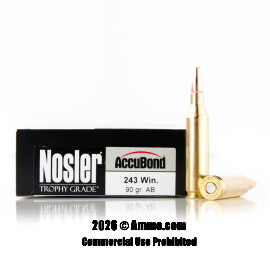 Image of Nosler Ammunition 243 Win Ammo - 20 Rounds of 90 Grain Nosler AccuBond Ammunition