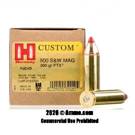 Image of Hornady 500 S&W Magnum Ammo - 20 Rounds of 300 Grain FTX Ammunition