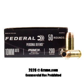 Image of Federal Punch 10mm Ammo - 50 Rounds of 200 Grain JHP Ammunition