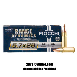 Image of Fiocchi Subsonic 5.7x28mm Ammo - 50 Rounds of 62 Grain FMJ Ammunition
