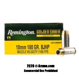 Image of Remington Golden Saber Defense 10mm Ammo - 20 Rounds of 180 Grain BJHP Ammunition