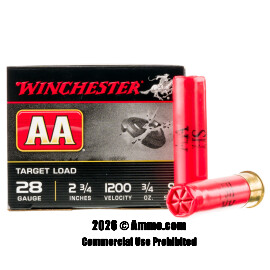 Winchester AA 28 Gauge Ammo - 250 Rounds of 3/4 oz. #9 Shot Ammunition