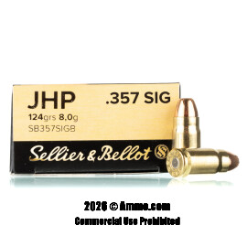 Image of Sellier & Bellot 357 Sig Ammo - 50 Rounds of 124 Grain JHP Ammunition