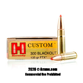 Image of Hornady Custom 300 AAC Blackout Ammo - 200 Rounds of 135 Grain FTX Ammunition