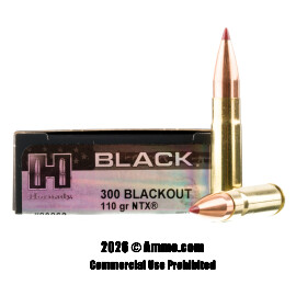 Image of Hornady BLACK 300 AAC Blackout Ammo - 20 Rounds of 110 Grain NTX Ammunition
