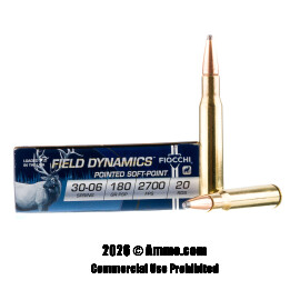 Image of Fiocchi Field Dynamics 30-06 Ammo - 20 Rounds of 180 Grain PSP Ammunition