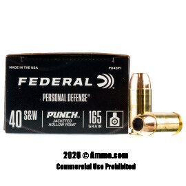 Image of Federal Punch 40 S&W Ammo - 20 Rounds of 165 Grain JHP Ammunition