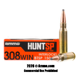 Image of Ammo Inc. Hunt 308 Win Ammo - 20 Rounds of 150 Grain SPBT Ammunition