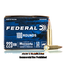 Image of Federal Varmint & Predator 223 Ammo - 100 Rounds of 53 Grain V-MAX Ammunition