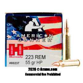 Image of Hornady American Gunner 223 Ammo - 500 Rounds of 55 Grain HP Ammunition