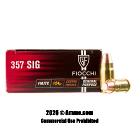 Image of Fiocchi 357 Sig Ammo - 50 Rounds of 124 Grain FMJ-TC Ammunition