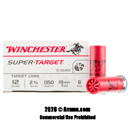 Image of Winchester Super Target 12 Gauge Ammo - 250 Rounds of 1 oz. #8 Shot Ammunition