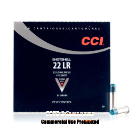 CCI 22 LR Ammo - 20 Rounds of 31 Grain #12 Shot Ammunition