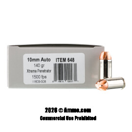 Underwood 10mm Ammo - 200 Rounds of 140 Grain Xtreme Penetrator Ammunition