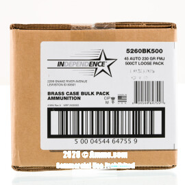 Image of Independence 45 ACP Ammo - 500 Rounds of 230 Grain FMJ Ammunition