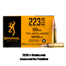 Image of Browning 223 Ammo - 20 Rounds of 55 Grain FMJ Ammunition
