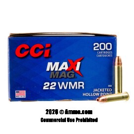CCI Maxi-Mag MeatEater Edition 22 WMR Ammo - 200 Rounds of 40 Grain JHP Ammunition