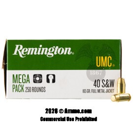 Remington 40 Cal Ammo - 250 Rounds of 165 Grain FMJ Ammunition