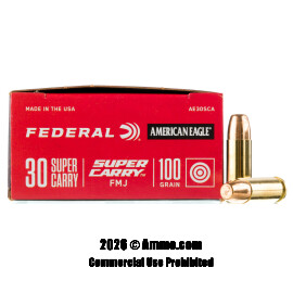Image of Federal American Eagle 30 Super Carry Ammo - 50 Rounds of 100 Grain FMJ Ammunition