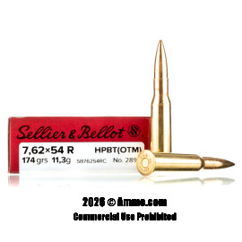 Image of Sellier and Bellot 7.62x54r Ammo - 20 Rounds of 174 Grain HPBT Ammunition