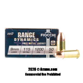 Image of Fiocchi 9mm Ammo - 50 Rounds of 115 Grain FMJ Ammunition