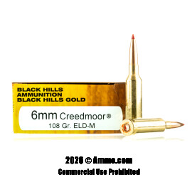 Image of Black Hills Gold 6mm Creedmoor Ammo - 20 Rounds of 108 Grain ELD Match Ammunition