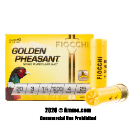 Image of Fiocchi 20 Gauge Ammo - 25 Rounds of 1-1/4 oz. #4 Shot (Lead) Ammunition
