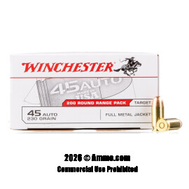 Image of Winchester 45 ACP Ammo - 200 Rounds of 230 Grain FMJ Ammunition