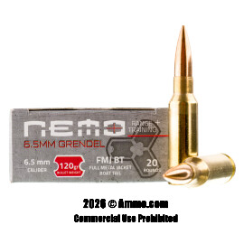 Image of Nemo Arms 6.5 Grendel Ammo - 20 Rounds of 120 Grain FMJBT Ammunition
