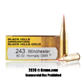 Image of Black Hills Gold Ammunition 243 Win Ammo - 20 Rounds of 80 Grain Polymer Tipped Ammunition