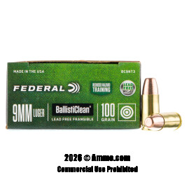 Federal Ballisticlean 9mm Ammo - 1000 Rounds of 100 Grain RHT Frangible Ammunition