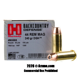 Image of Hornady Backcountry Defense 44 Magnum Ammo - 20 Rounds of 240 Grain DGH Ammunition