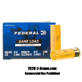 Image of Federal Game Load Upland Hi-Brass 20 Gauge Ammo - 250 Rounds of 1 oz. #7-1/2 Shot Ammunition