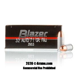 Image of Blazer 32 ACP Ammo - 50 Rounds of 71 Grain FMJ Ammunition