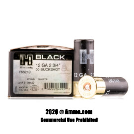 Image of Hornady BLACK 12 Gauge Ammo - 10 Rounds of 8 Pellets 00 Buckshot Ammunition