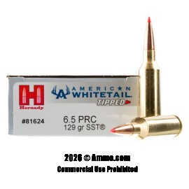 Image of Hornady American Whitetail Tipped 6.5 Creedmoor Ammo - 20 Rounds of 129 Grain SST Ammunition