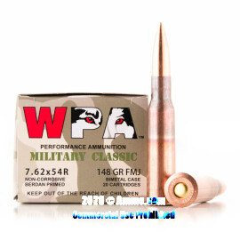 Image of Wolf Military Classic 7.62x54r Ammo - 20 Rounds of 148 Grain FMJ Ammunition