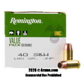 Remington 40 Cal Ammo - 100 Rounds of 180 Grain JHP Ammunition
