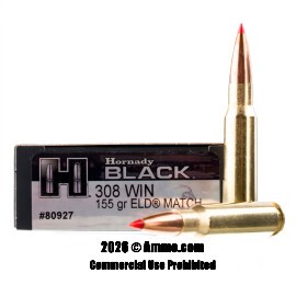 Image of Hornady BLACK 308 Win Ammo - 200 Rounds of 155 Grain ELD Match Ammunition