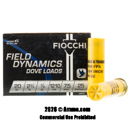 Image of Fiocchi 20 Gauge Ammo - 250 Rounds of 7/8 oz. #7-1/2 Shot Ammunition