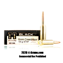 Image of Hornady BLACK 6mm Creedmoor Ammo - 20 Rounds of 105 Grain BTHP Ammunition