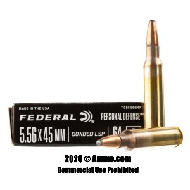 Federal Personal Defense 5.56x45 Ammo - 20 Rounds of 64 Grain Bonded SP Ammunition