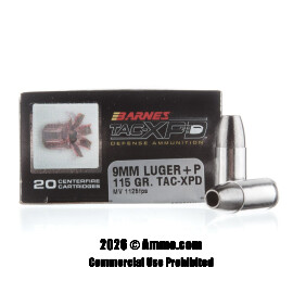 Image of Barnes 9mm Ammo - 20 Rounds of 115 Grain HP Ammunition