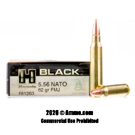 Image of Hornady BLACK 5.56x45 Ammo - 200 Rounds of 62 Grain FMJ Ammunition