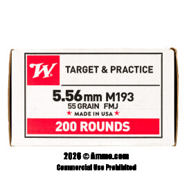 Image of Winchester USA 5.56x45 Ammo - 200 Rounds of 55 Grain FMJ M193 Ammunition