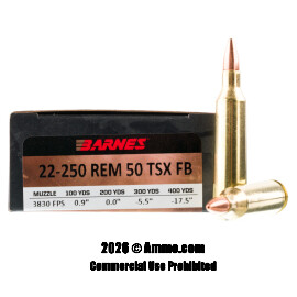 Image of Barnes 22-250 Rem Ammo - 20 Rounds of 50 Grain TSX Ammunition