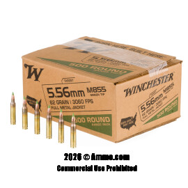 Image of Bulk 5.56x45 Ammo - 500  Rounds of Bulk 62 Grain Penetrator Ammunition from Winchester