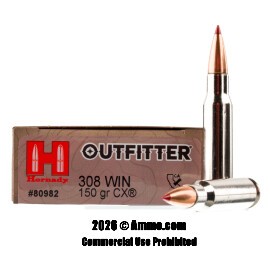 Image of Hornady Outfitter 308 Win Ammo - 20 Rounds of 150 Grain CX Ammunition