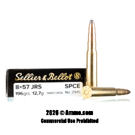 Image of Sellier and Bellot 8x57 JRS (8mm Rimmed Mauser) Ammo - 20 Rounds of 196 Grain SPCE Ammunition