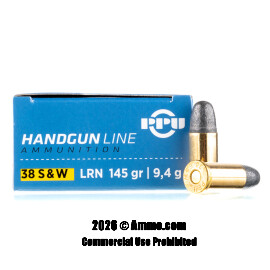 Image of Prvi Partizan 38 S&W Ammo - 50 Rounds of 145 Grain LRN Ammunition